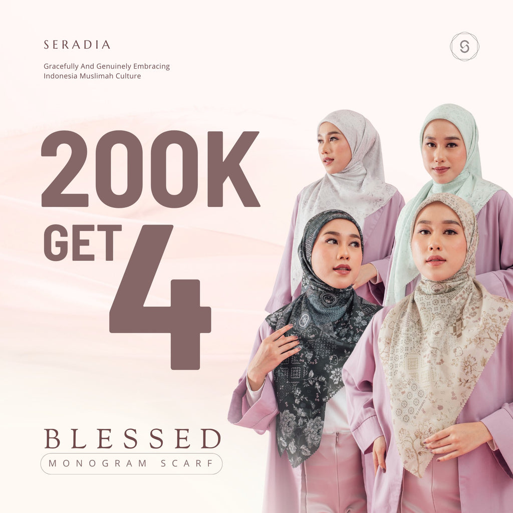 Seradia Hijab Segi Empat Blessed Monogram Hello Kitty Collection