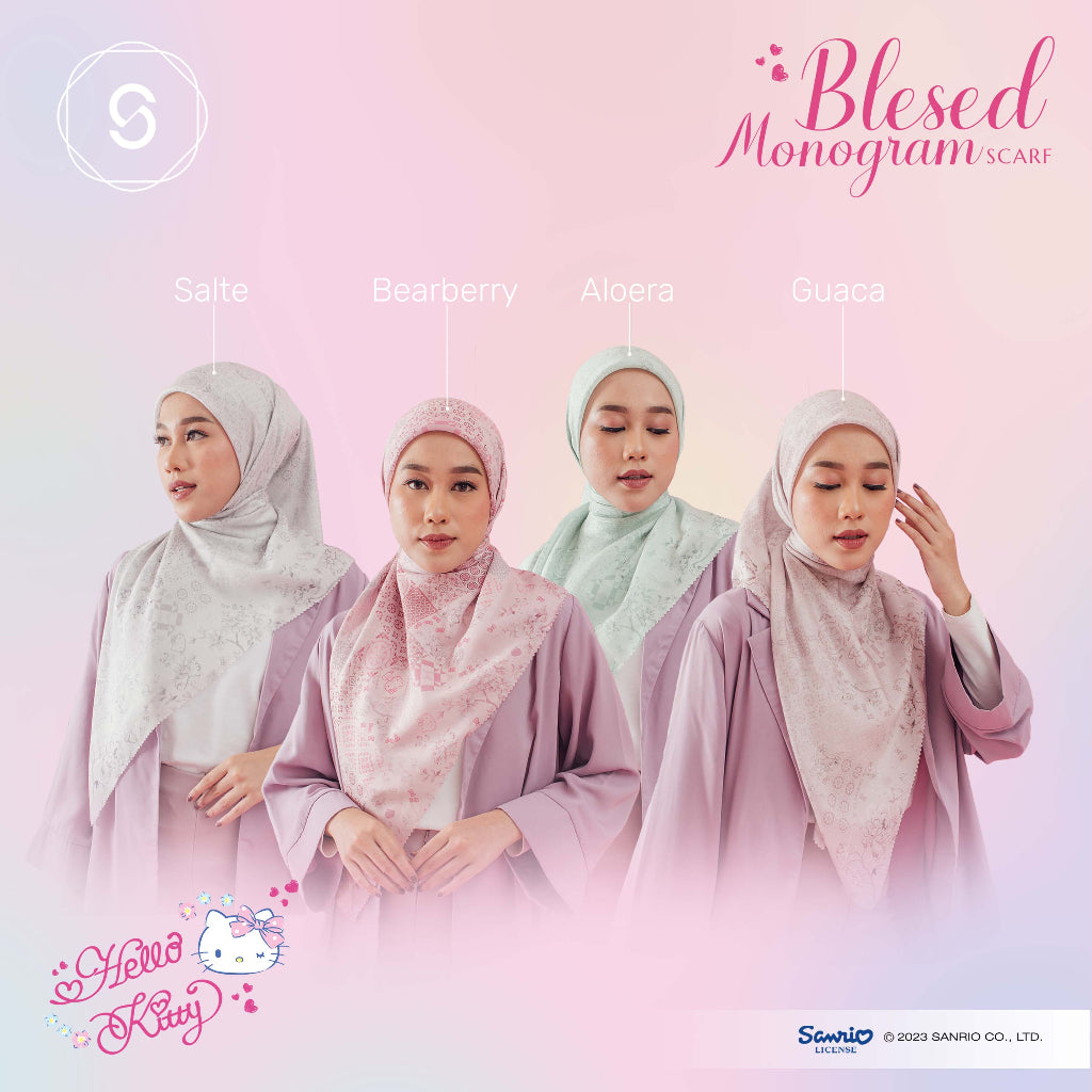 Seradia Hijab Segi Empat Blessed Monogram Hello Kitty Collection